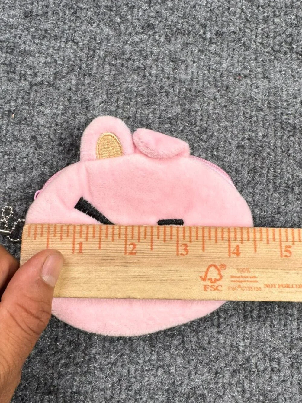 BT21 Cooky Pink Plush Zip Coin Purse Keychain Bag Charm LINE Friends